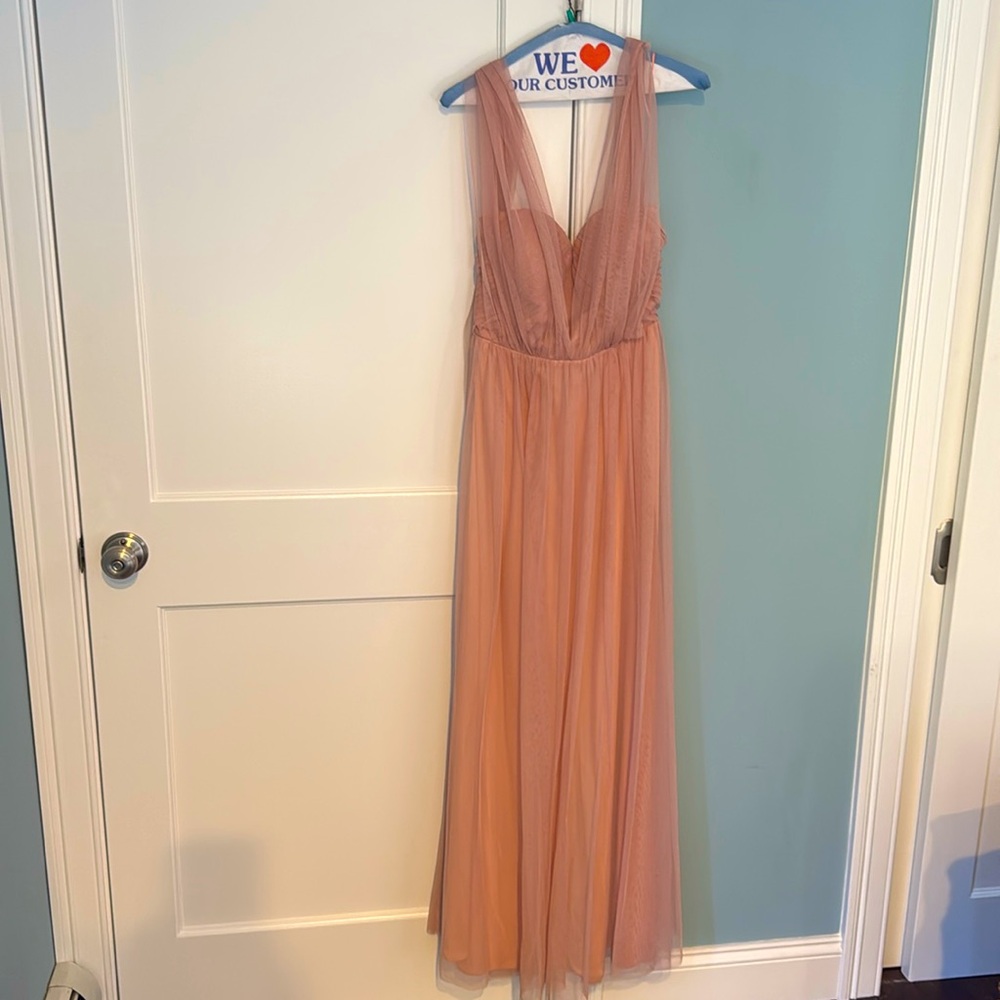 bridesmaid dress, convertible (can be strapless, halter, one shoulder)
